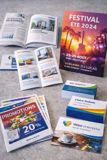 Communication visuelle à Ganges - Impression de documents commerciaux : flyers publicitaires, affiches, dépliants et cartes de visite