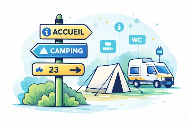 solutions de communication visuelle pour secteur du tourisme et camping à Ganges : signalétique, imprimerie, gordies, plan camping, randonnée. JPB communication