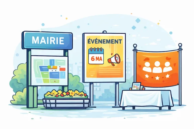 solutions de communication visuelle par secteur d'activité : signalétique et panneau pour mairie, Les collectivités et associations du Gard et l'Hérault.