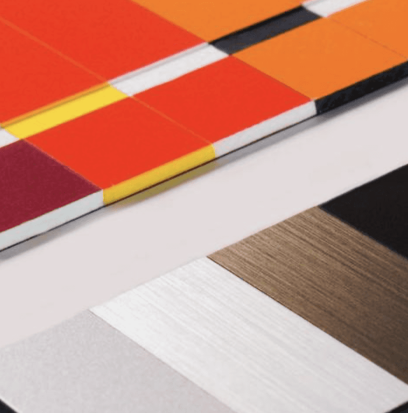 Échantillons de couleurs et finitions pour plaques professionnelles en acrylique bicouche